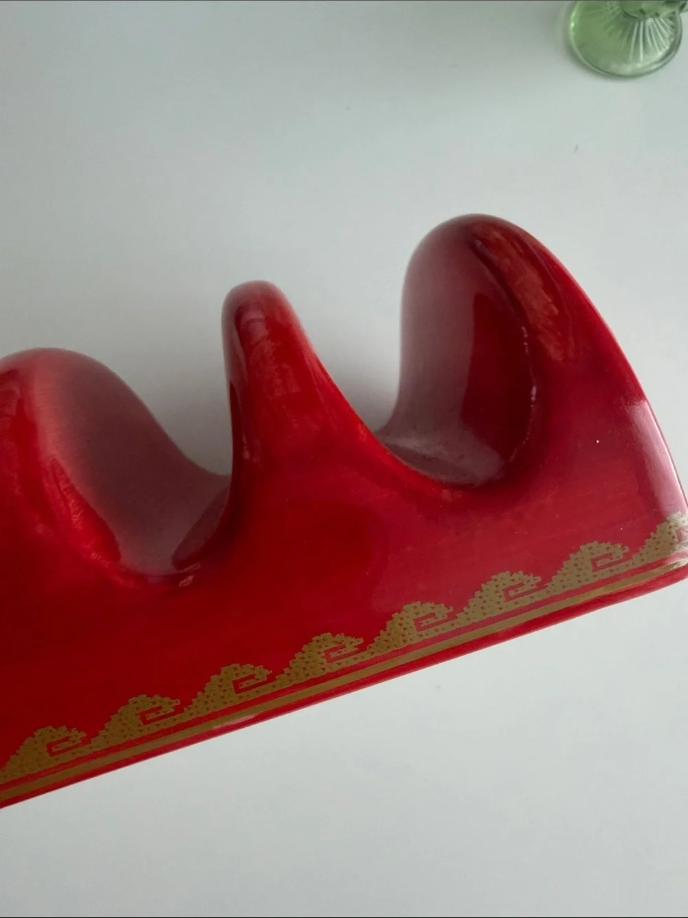 Taco Night - Shell Holder - Table Decor - Red Ceramic - Serving Platter - Party